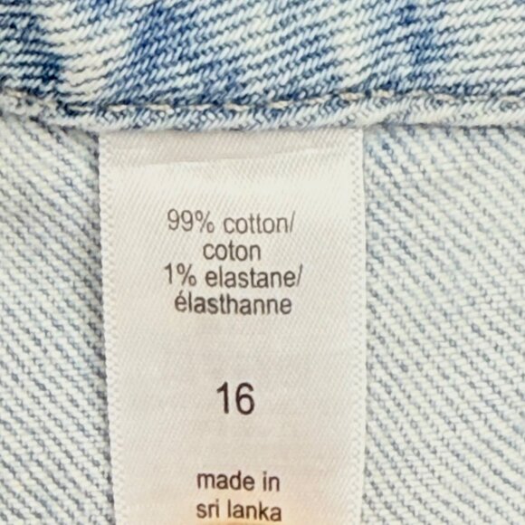 M Jeans Women's Blue A-Line Shortie Denim Shorts Size 16 High Rise Raw Hem NWOT - Picture 6 of 10